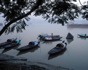 Boats neat the river bank