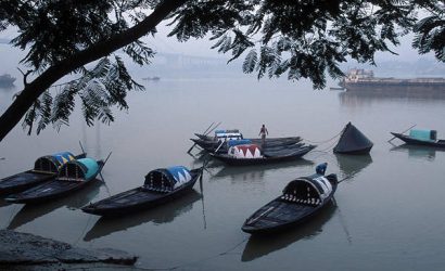 Boats neat the river bank