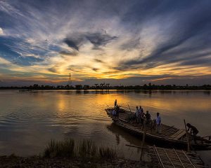 Sunset on river