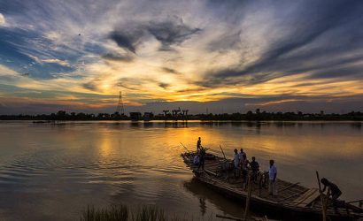 Sunset on river